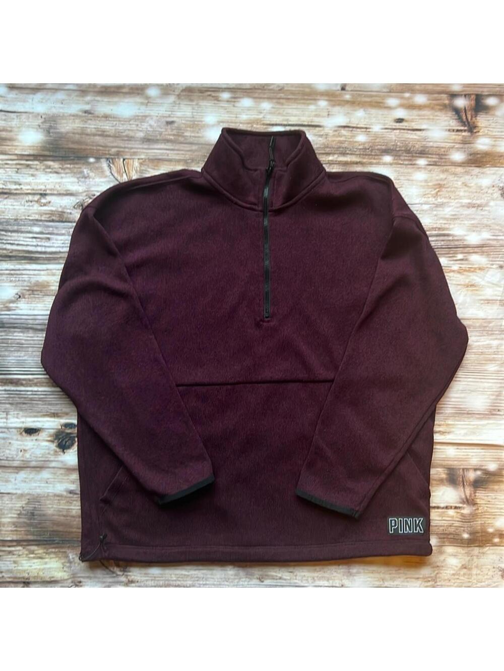 💗 Pink Victoria's Secret 1/4 Zip Pullover Sweater Fleece Women’s Large purple